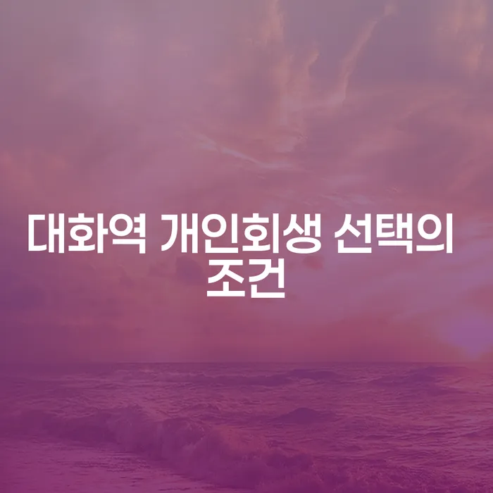 대화역 개인회생 선택의 조건